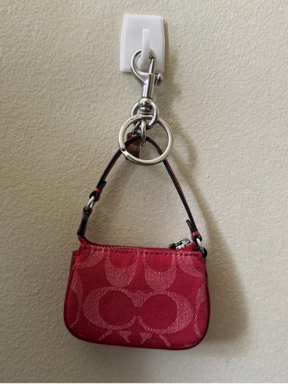 Red Bag Charm Coach Keychain - Picture 2 of 12